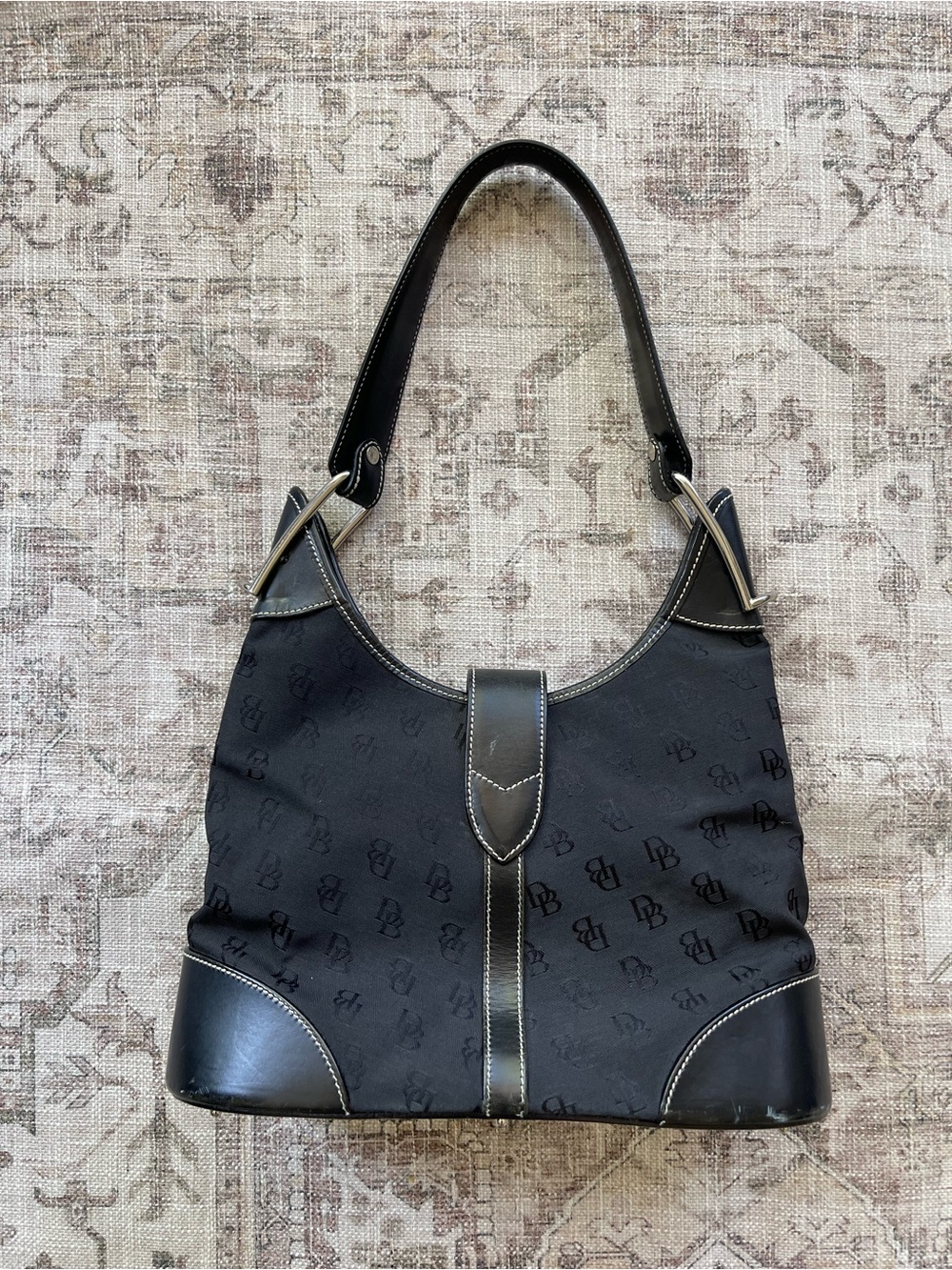 Dooney & Bourke Black Crescent Logo Hobo Y2K Shoulder Bag - Picture 4 of 11
